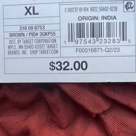 Knox Rose Women's Balloon Long Sleeve Blouse Brown XL - Picture 9 of 9